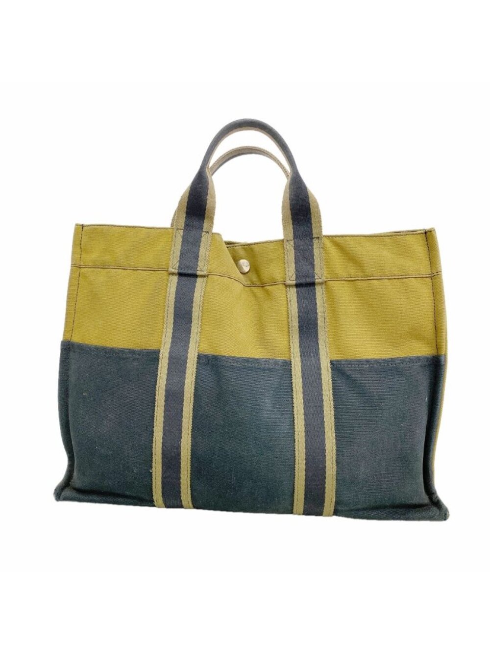 Hermes Tote Bag Fourre Tout MM Canvas Khaki Black Silver